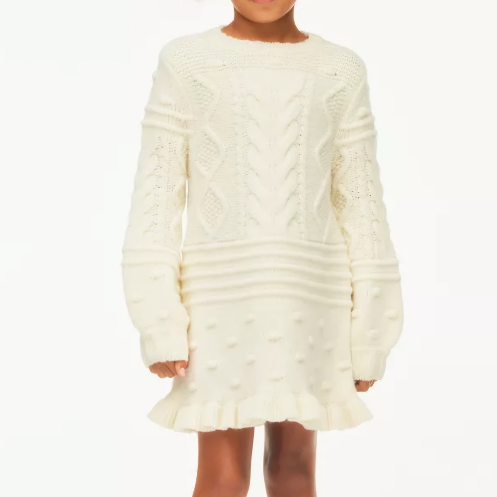 Cozy Cream Knit Sweater Dress